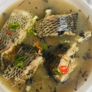 small pan fresh tilapia pepper soup (2 old fish)
